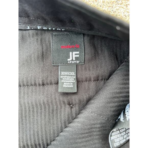 J. Ferrar Pants Men Size 30 X 30 Black Modern Fit Straight Leg Dress Trousers - Picture 5 of 6